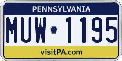 PA license plate MUW1195