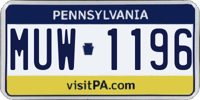 PA license plate MUW1196