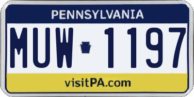 PA license plate MUW1197