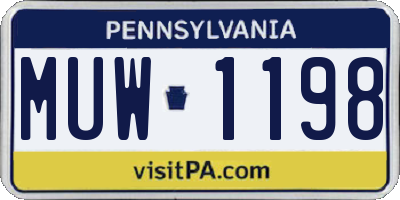 PA license plate MUW1198