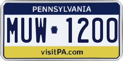 PA license plate MUW1200