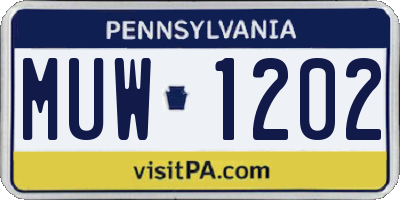 PA license plate MUW1202