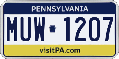 PA license plate MUW1207
