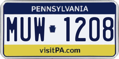 PA license plate MUW1208
