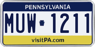 PA license plate MUW1211