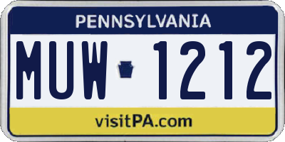 PA license plate MUW1212