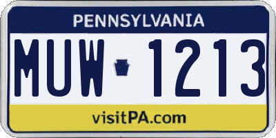 PA license plate MUW1213
