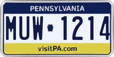 PA license plate MUW1214