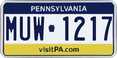 PA license plate MUW1217