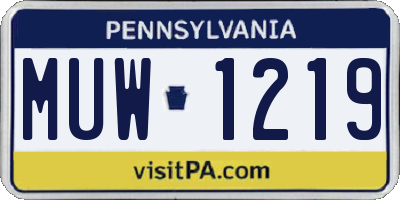 PA license plate MUW1219