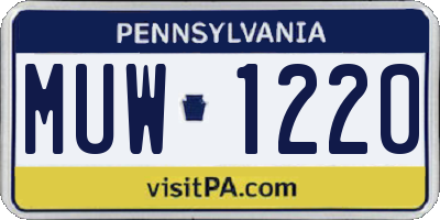 PA license plate MUW1220