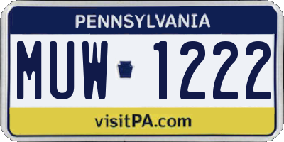 PA license plate MUW1222