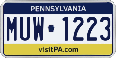PA license plate MUW1223