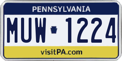 PA license plate MUW1224
