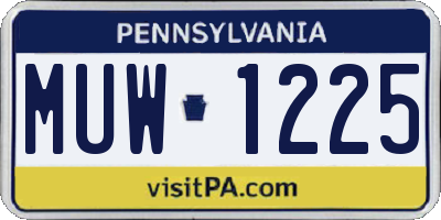 PA license plate MUW1225