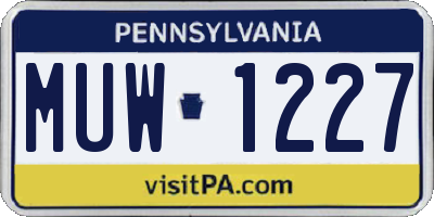 PA license plate MUW1227