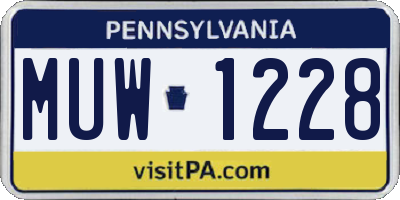PA license plate MUW1228