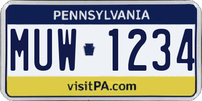 PA license plate MUW1234