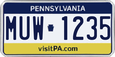 PA license plate MUW1235