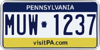 PA license plate MUW1237