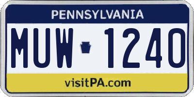 PA license plate MUW1240