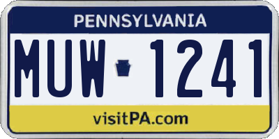 PA license plate MUW1241