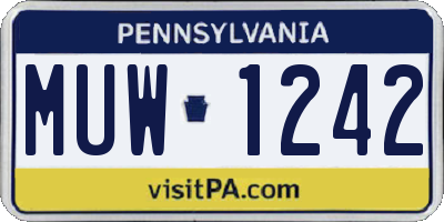 PA license plate MUW1242