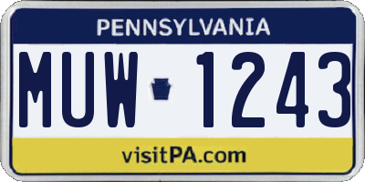 PA license plate MUW1243