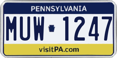PA license plate MUW1247