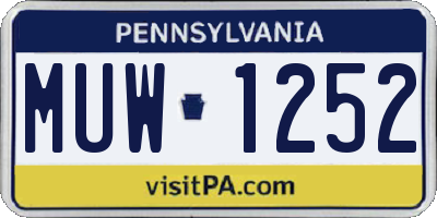 PA license plate MUW1252