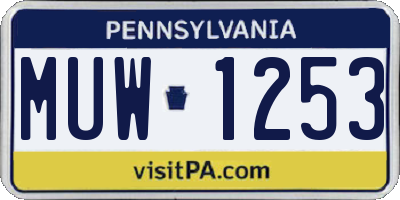 PA license plate MUW1253