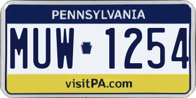 PA license plate MUW1254