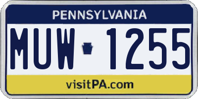 PA license plate MUW1255