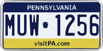 PA license plate MUW1256