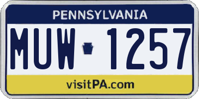 PA license plate MUW1257