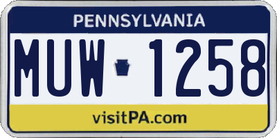 PA license plate MUW1258