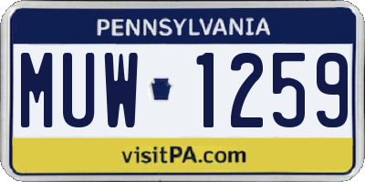 PA license plate MUW1259