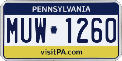 PA license plate MUW1260