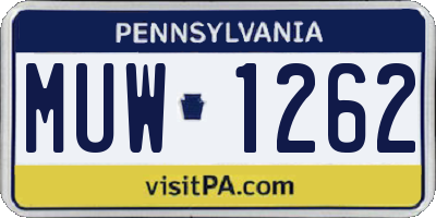 PA license plate MUW1262