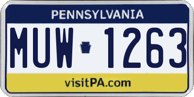 PA license plate MUW1263