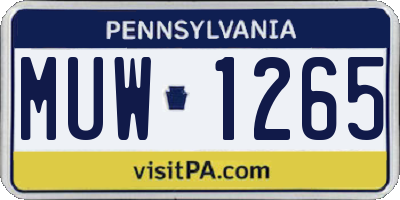 PA license plate MUW1265