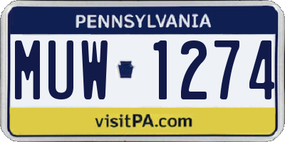 PA license plate MUW1274
