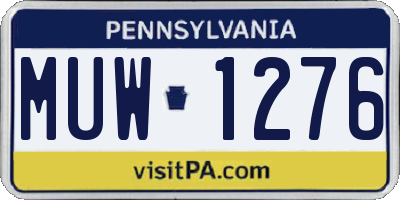 PA license plate MUW1276