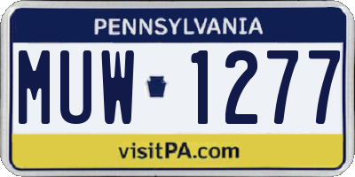 PA license plate MUW1277
