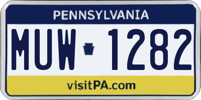 PA license plate MUW1282