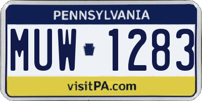 PA license plate MUW1283