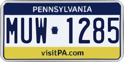 PA license plate MUW1285