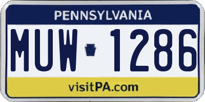 PA license plate MUW1286