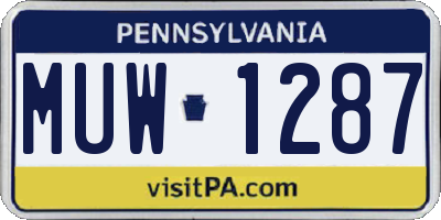 PA license plate MUW1287