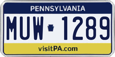 PA license plate MUW1289